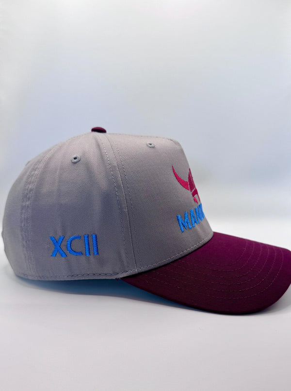 Embroidered Gray Burgundy 5-Panel Snapback — product image 3
