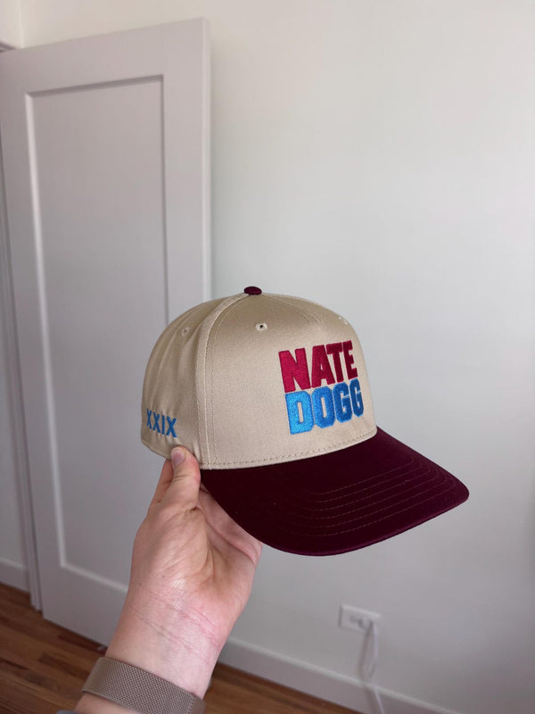 Embroidered Cream Burgundy 5-Panel Snapback — product image 6