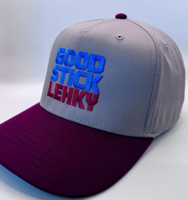 Embroidered Gray Burgundy 5-Panel Snapback — product image 5