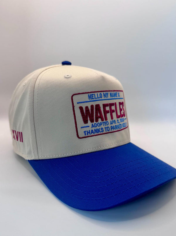 Embroidered Cream Blue 5-Panel Snapback — product image 3
