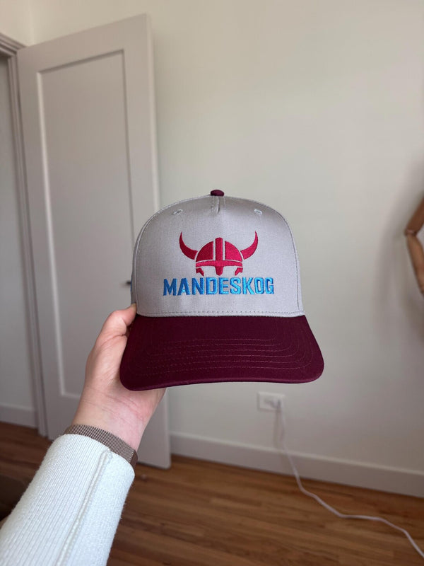 Embroidered Gray Burgundy 5-Panel Snapback — product image 6
