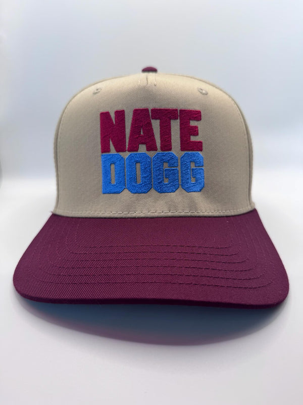 Embroidered Cream Burgundy 5-Panel Snapback — product image 3