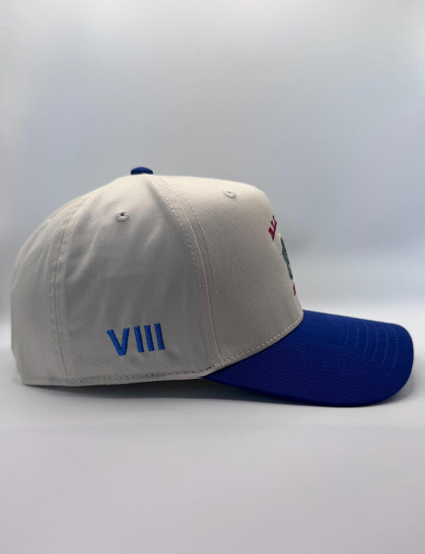 Embroidered Cream Blue 5-Panel Snapback — product image 3
