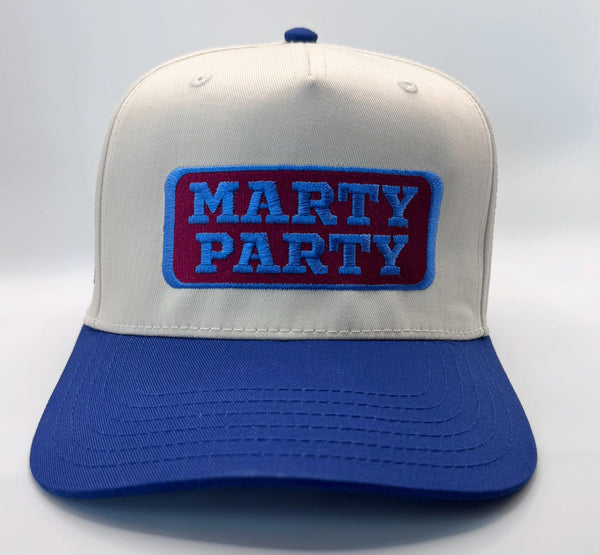 Embroidered Cream Blue 5-Panel Snapback — product image 1