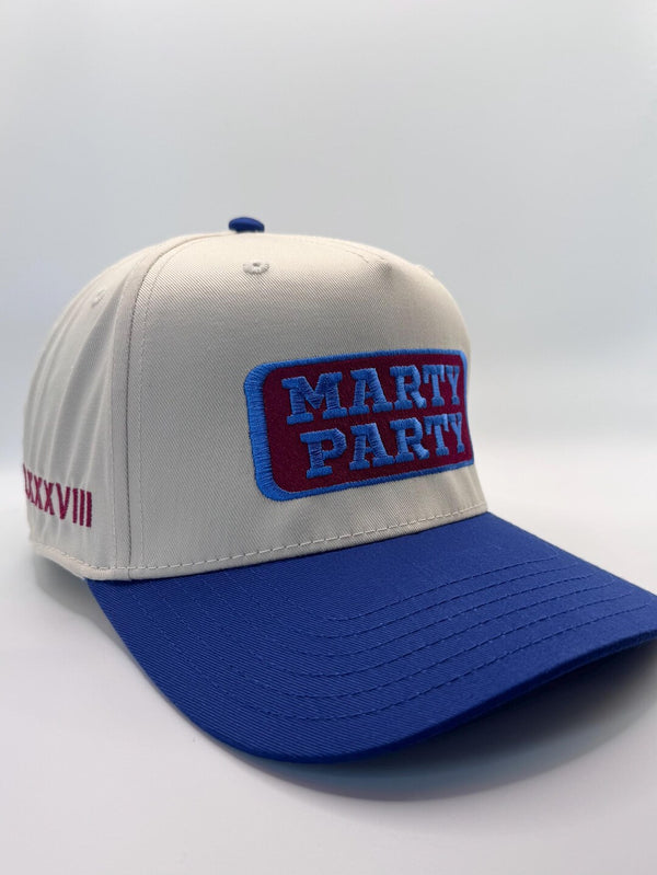 Embroidered Cream Blue 5-Panel Snapback — product image 3