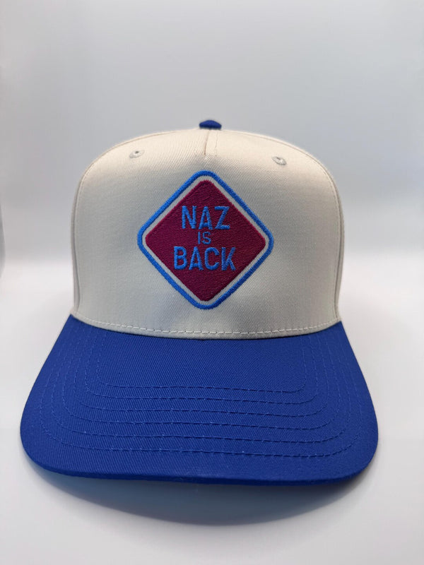 Embroidered Cream Blue 5-Panel Snapback — product image 1