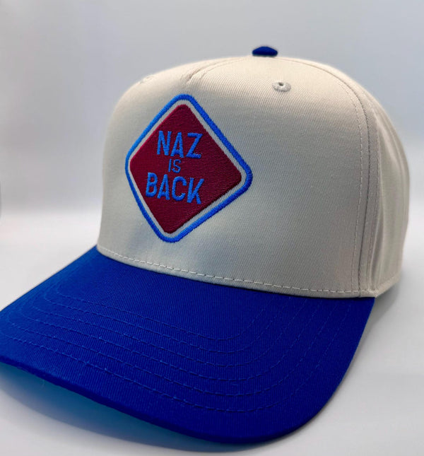 Embroidered Cream Blue 5-Panel Snapback — product image 3