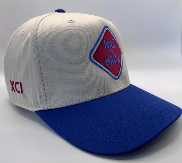 Embroidered Cream Blue 5-Panel Snapback — product image 4