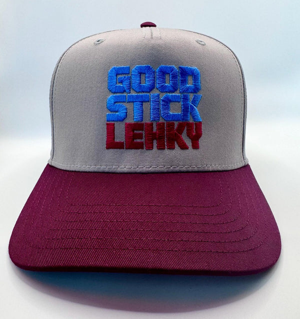 Embroidered Gray Burgundy 5-Panel Snapback — product image 1