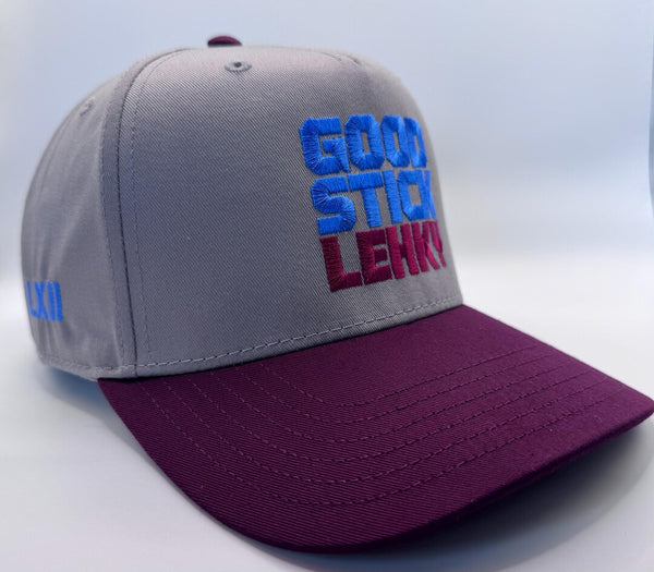 Embroidered Gray Burgundy 5-Panel Snapback — product image 3