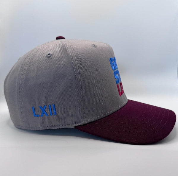 Embroidered Gray Burgundy 5-Panel Snapback — product image 4