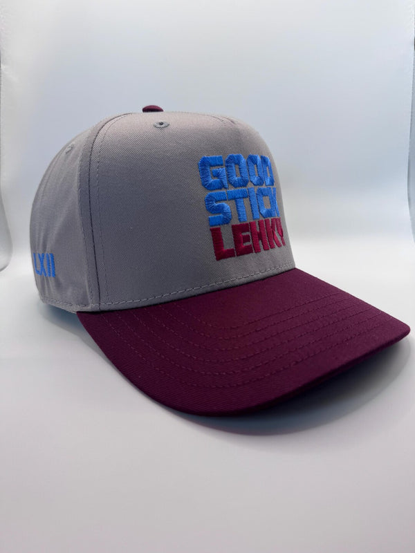 Embroidered Gray Burgundy 5-Panel Snapback — product image 6