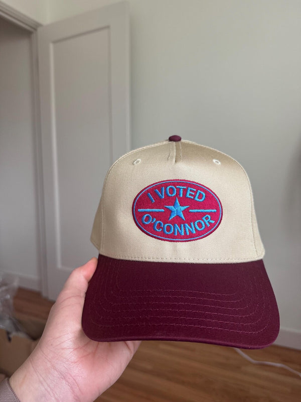 Embroidered Cream Burgundy 5-Panel Snapback — product image 6