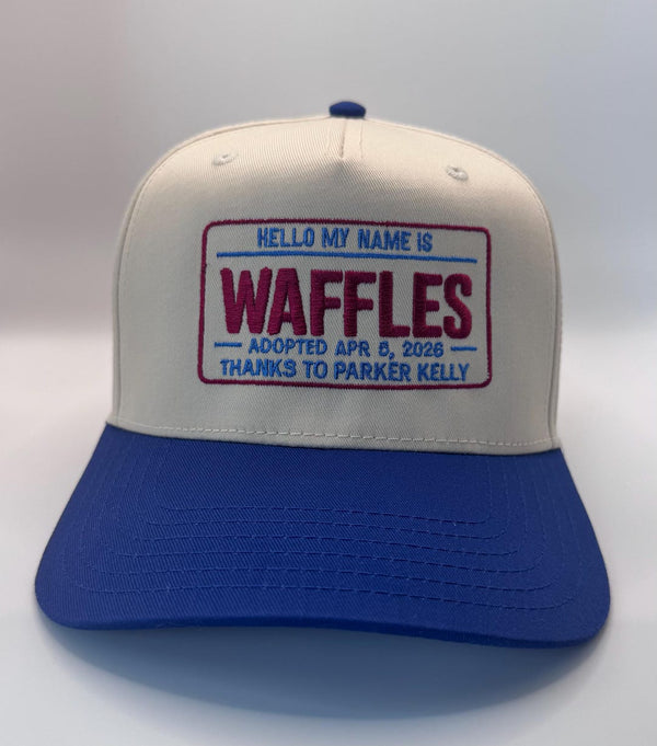 Embroidered Cream Blue 5-Panel Snapback — product image 1
