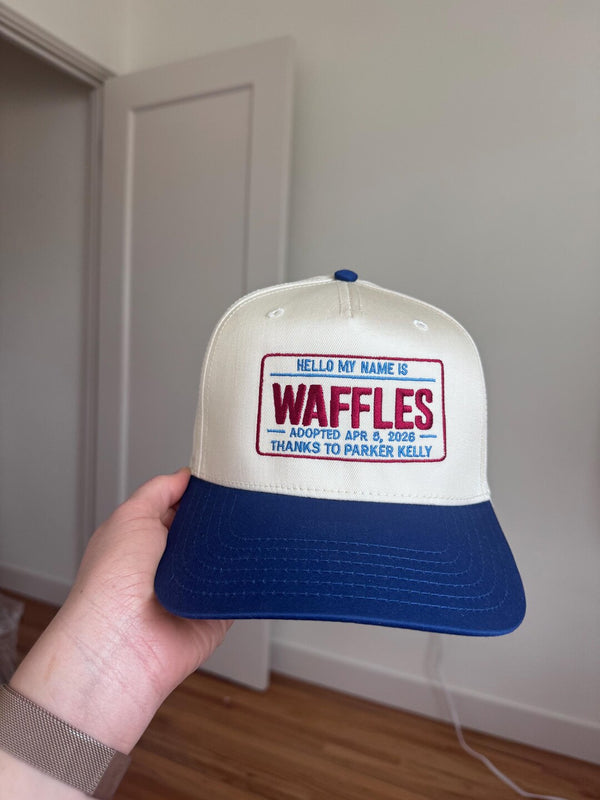 Embroidered Cream Blue 5-Panel Snapback — product image 4