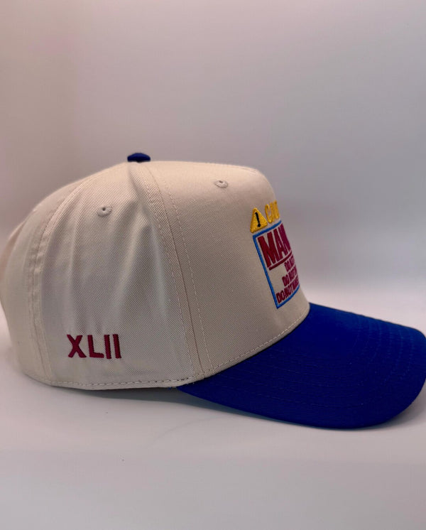 Embroidered Cream Blue 5-Panel Snapback — product image 5