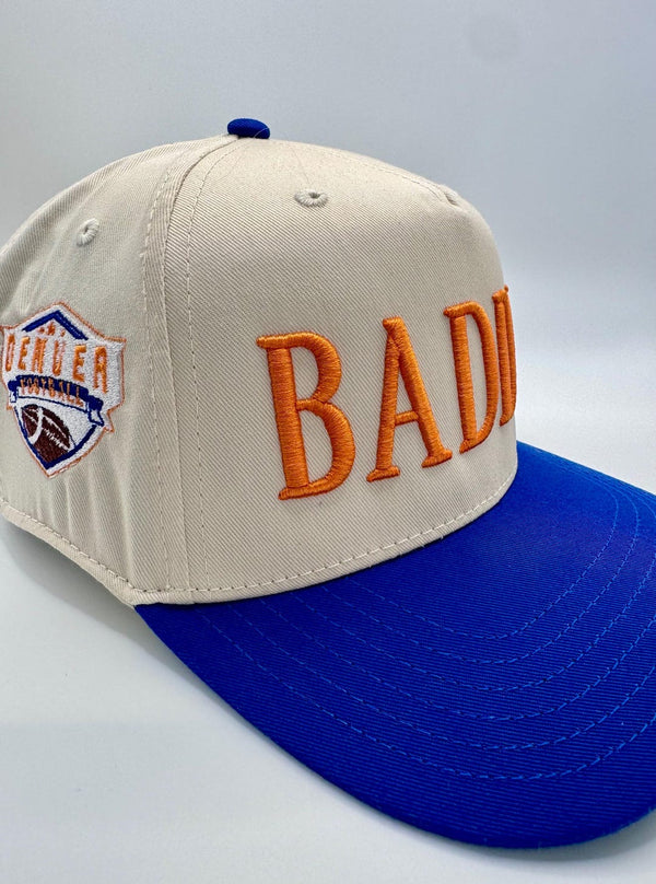 Embroidered Khaki Blue 5-Panel Snapback — product image 3