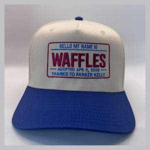 Hello My Name Is Waffles, Colorado Hockey 5-Panel Snapback, front view, embroidered by Threaded by Sal (photo 1 of 4)