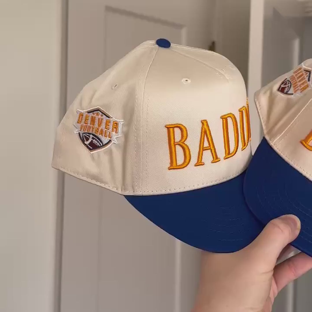 Mile High Baddie, Denver Football 5-Panel Snapback, in hand from every side, Threaded by Sal