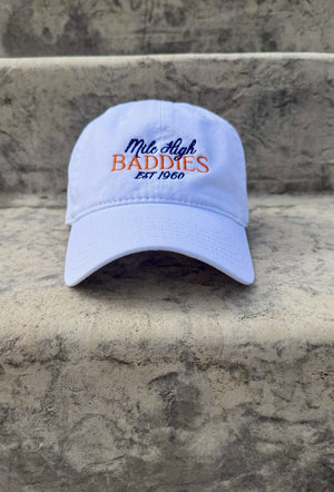 Mile High Baddies, Denver Football Dad Hat in white, front view, embroidered by Threaded by Sal (photo 4 of 12)