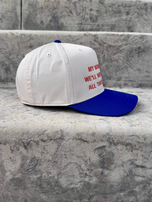 My Mom Thinks We’ll Win, Denver Football 5-Panel Snapback, side view, embroidered by Threaded by Sal (photo 7 of 8)